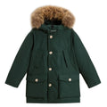 Giubbino bambino Woolrich kids Arctic Detachable Fur Parka verde agrifoglio scuro in tessuto Ramar