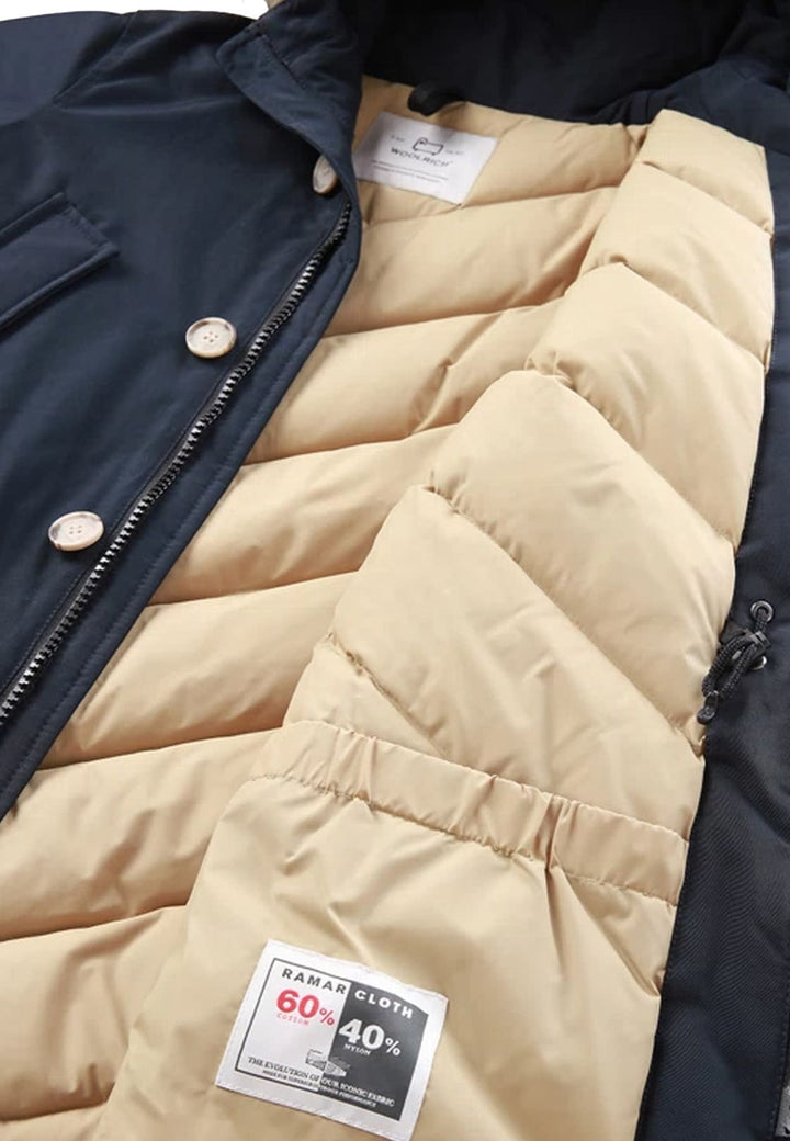 Giubbino bambino Woolrich kids Arctic Detachable Fur Parka blu in tessuto Ramar