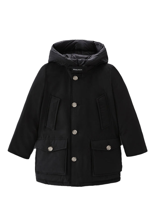 Giubbino bambino Woolrich kids Arctic Parka nero in tessuto Ramar