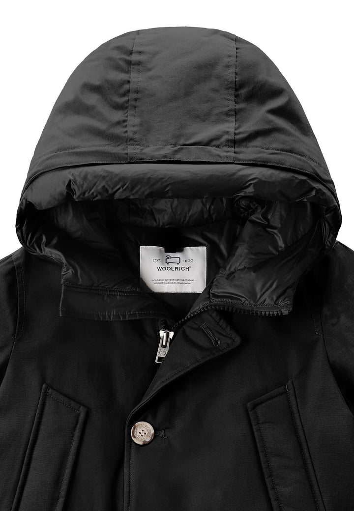 Giubbino bambino Woolrich kids Arctic Parka nero in tessuto Ramar