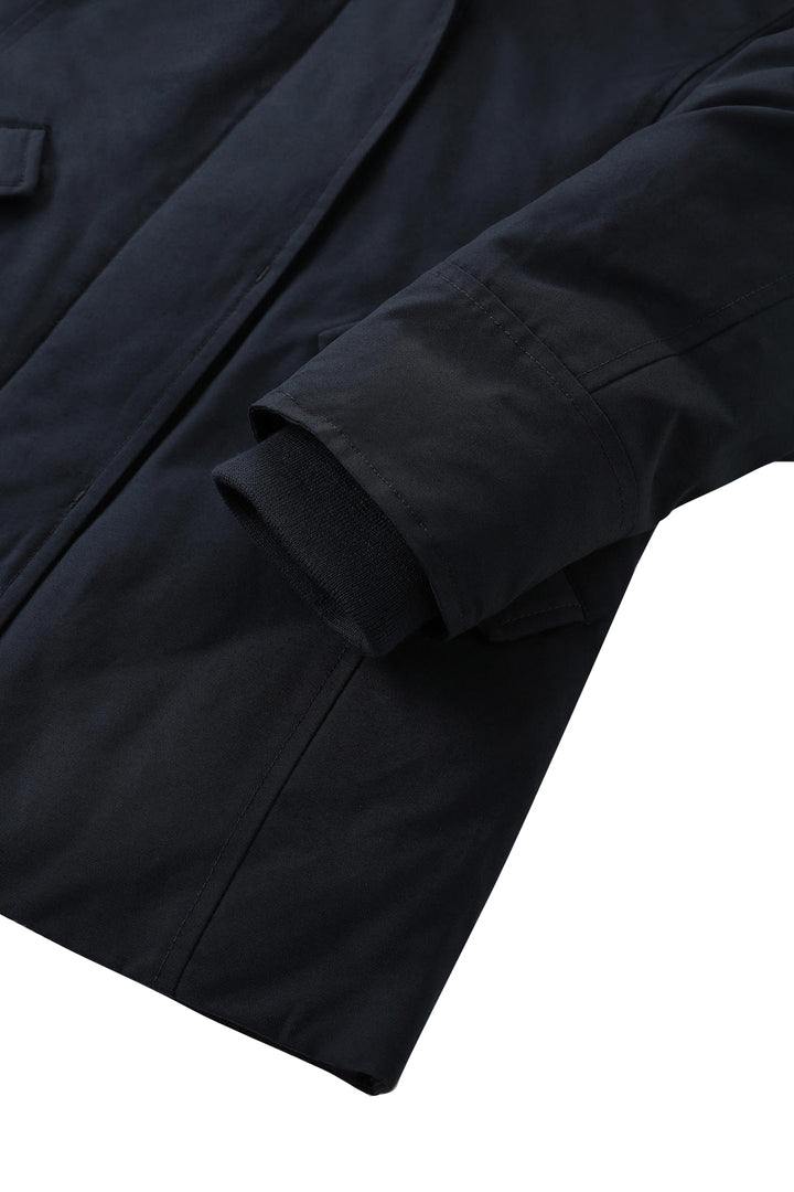 Giubbino bambina Woolrich kids Arctic Raccoon Parka blu in tessuto Ramar Cloth