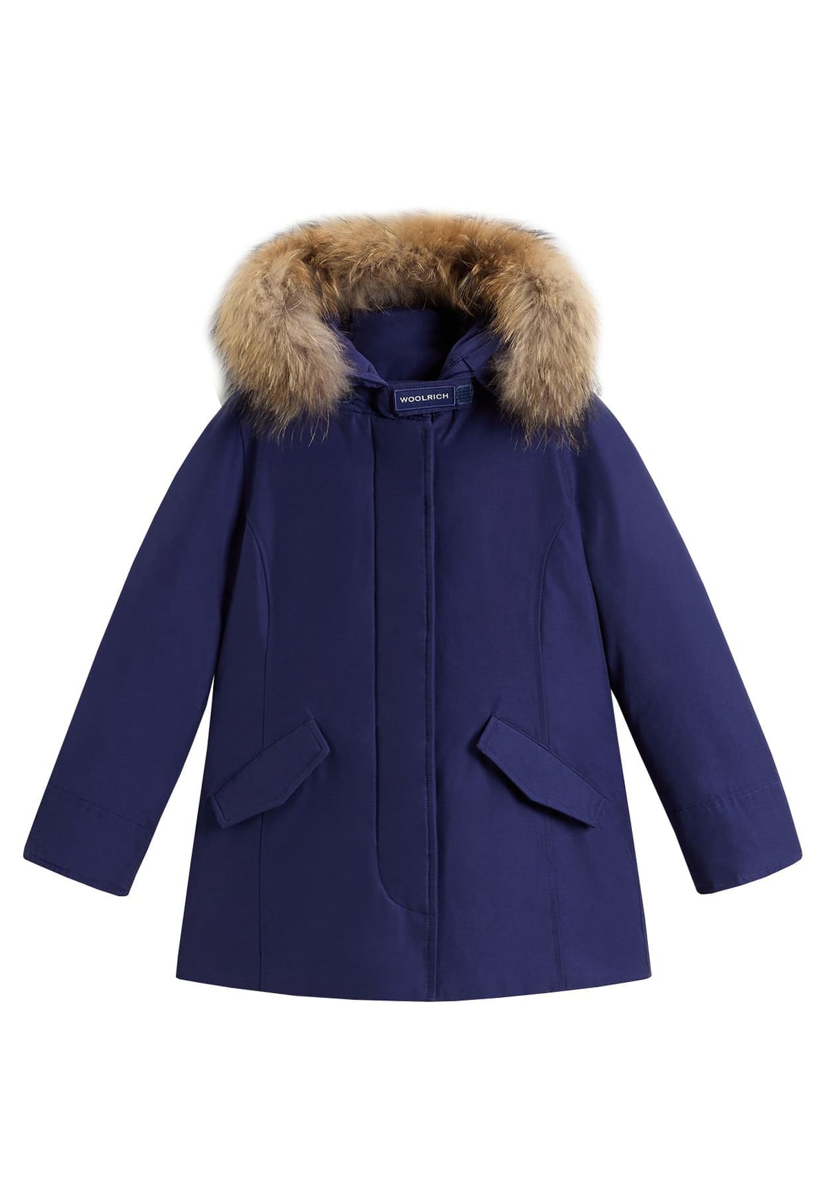Giubbino bambina Woolrich kids Arctic Raccoon Parka viola in tessuto Ramar Cloth | ViaMonte Shop