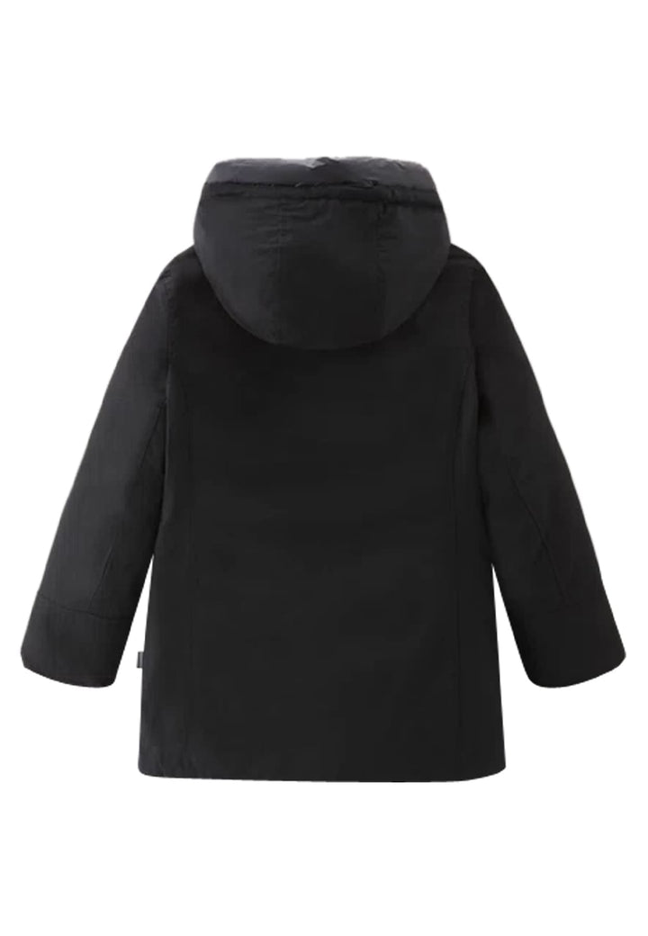Giubbino bambina Woolrich kids Arctic Parka nero in tessuto Ramar Cloth