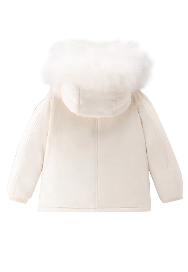 Giubbino neonato Woolrich kids My First Parka milky cream in tessuto idrorepellente