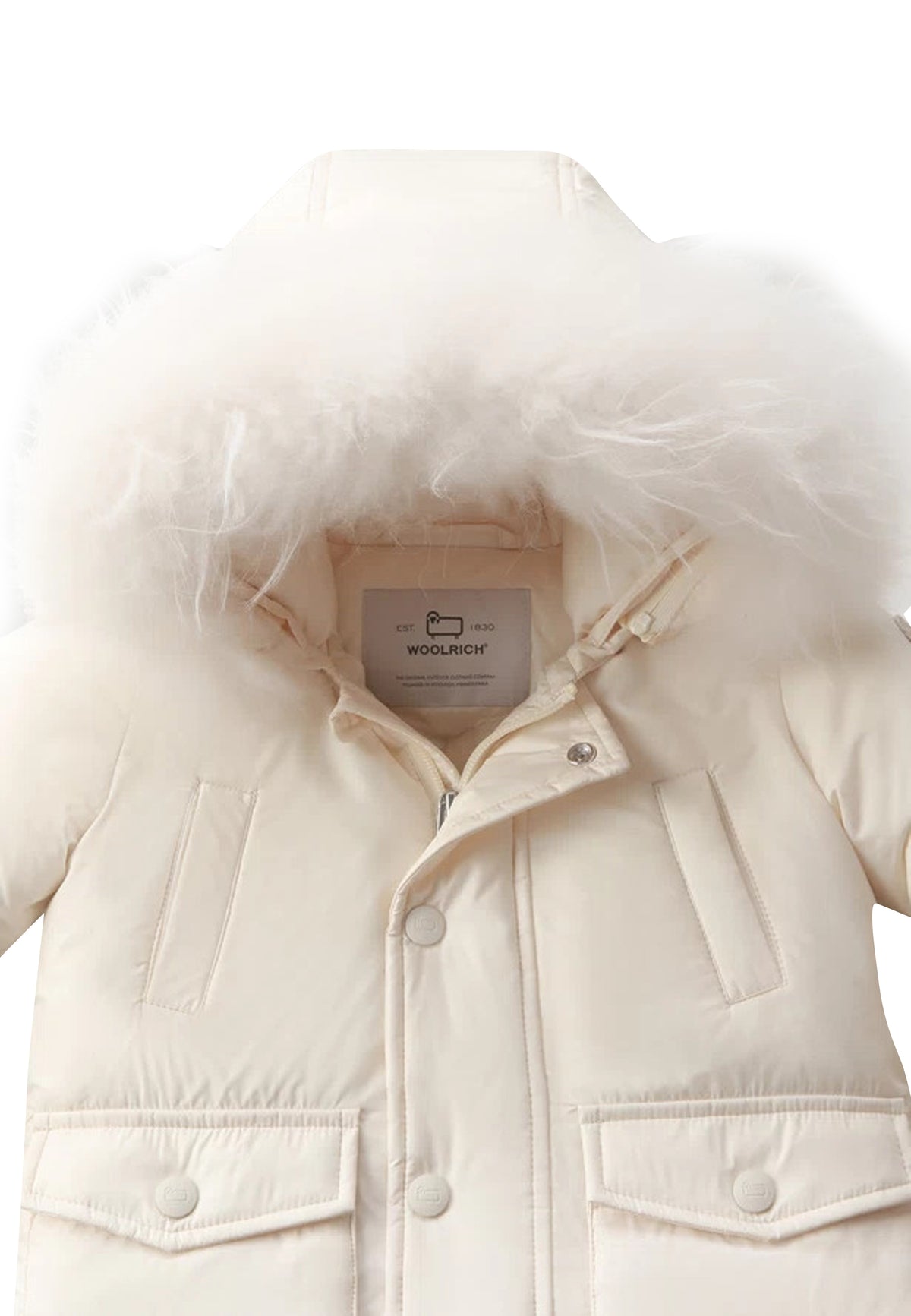 Giubbino neonato Woolrich kids My First Parka milky cream in tessuto idrorepellente | ViaMonte Shop