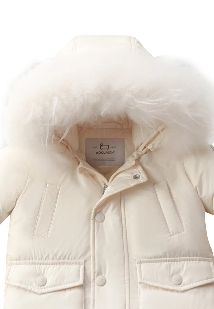 Giubbino neonato Woolrich kids My First Parka milky cream in tessuto idrorepellente