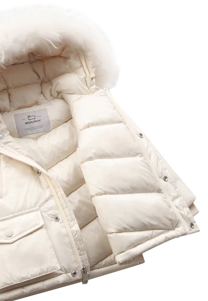 Giubbino neonato Woolrich kids My First Parka milky cream in tessuto idrorepellente