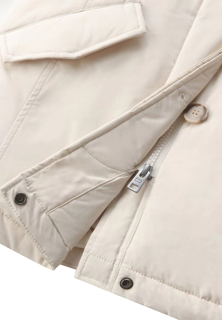 Giubbino bambina Woolrich kids Luxury Arctic Cashmere Parka milky cream in tessuto idrorepellente