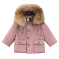 Giubbino neonata Woolrich kids My First Parka rosa in tessuto Ramar Cloth