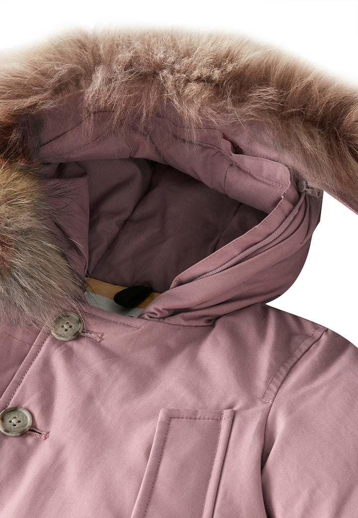 Giubbino neonata Woolrich kids My First Parka rosa in tessuto Ramar Cloth