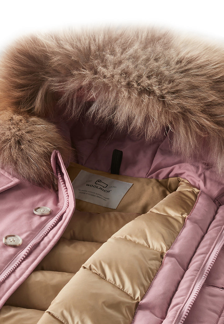 Giubbino neonata Woolrich kids My First Parka rosa in tessuto Ramar Cloth