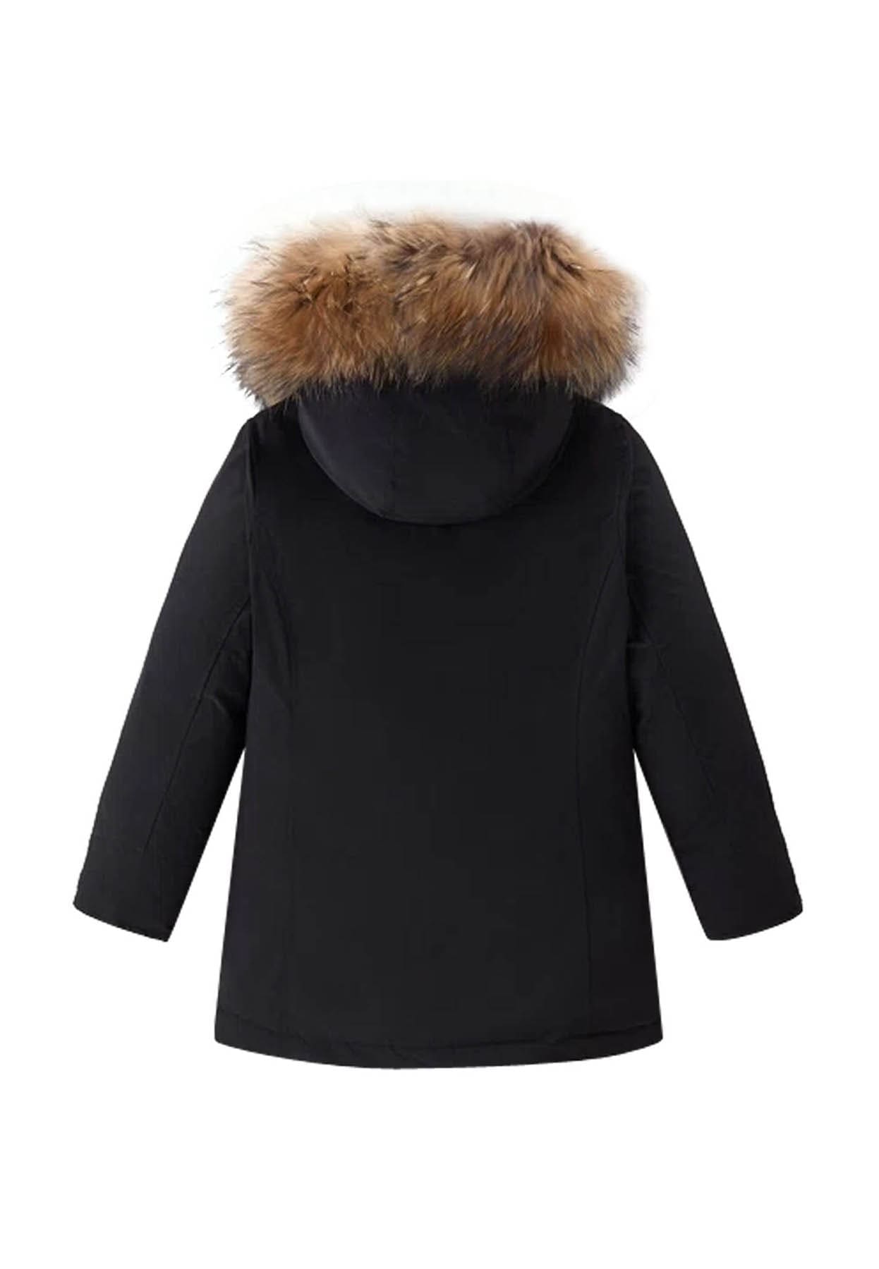 Giubbino bambina Woolrich kids Luxury Arctic Raccoon Parka nero in tessuto Urban Touch | ViaMonte Shop