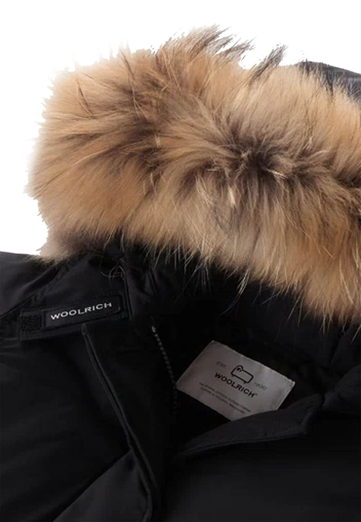 Giubbino bambina Woolrich kids Luxury Arctic Raccoon Parka nero in tessuto Urban Touch