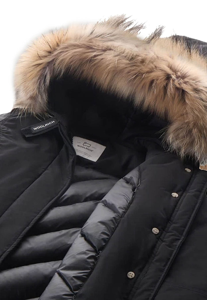 Giubbino bambina Woolrich kids Luxury Arctic Raccoon Parka nero in tessuto Urban Touch