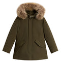 Giubbino bambina Woolrich kids Luxury Arctic Raccoon Parka verde in tessuto Urban Touch