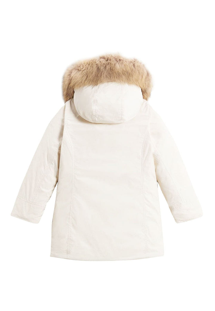 Giubbino bambina Woolrich kids Luxury Arctic Raccoon Parka panna in tessuto Urban Touch