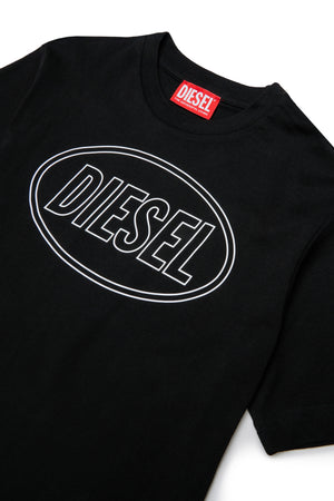 T-shirt bambino Diesel nera in cotone