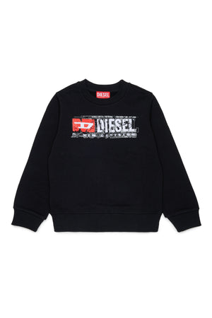 Felpa slomix bambino Diesel nera in cotone