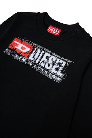 Felpa slomix bambino Diesel nera in cotone
