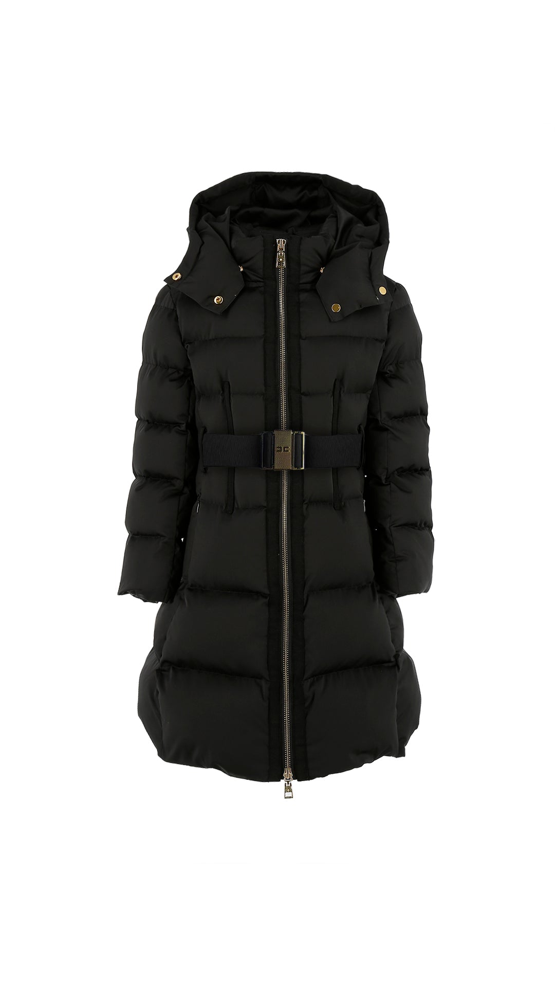 Giubbotto lungo bambina Elisabetta Franchi La Mia Bambina nero in vela satin