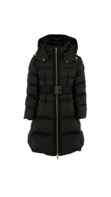Giubbotto lungo bambina Elisabetta Franchi La Mia Bambina nero in vela satin