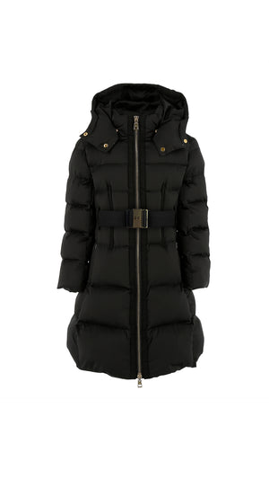 Giubbotto lungo bambina Elisabetta Franchi La Mia Bambina nero in vela satin