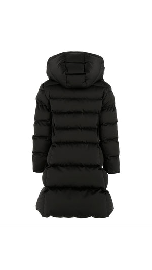 Giubbotto lungo bambina Elisabetta Franchi La Mia Bambina nero in vela satin