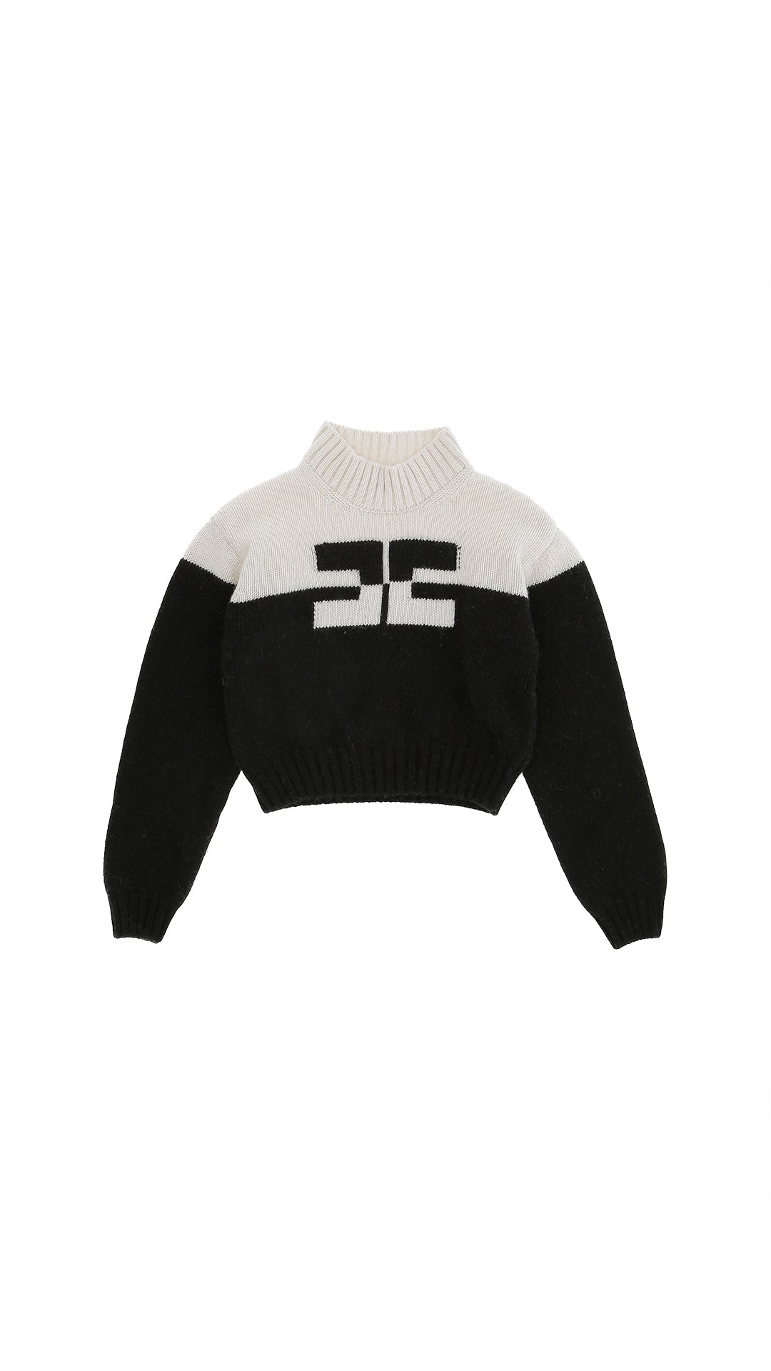 Maglia bambina Elisabetta Franchi La mia Bambina bicolor nero/milk in misto lana
