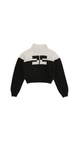 Maglia bambina Elisabetta Franchi La mia Bambina bicolor nero/milk in misto lana