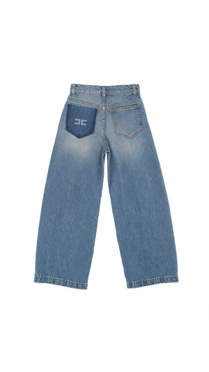 Jeans bambina baggy Elisabetta Franchi La Mia Bambina blu in denim | ViaMonte Shop