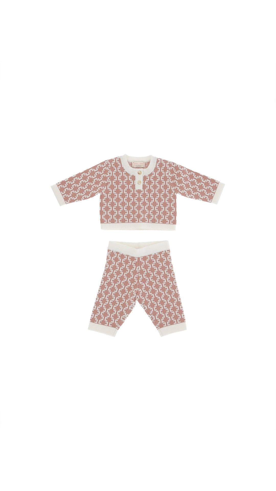 Completo in maglia per neonata Elisabetta Franchi La Mia Bambina rose gold/avorio in misto cashmere
