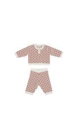 Completo in maglia per neonata Elisabetta Franchi La Mia Bambina rose gold/avorio in misto cashmere
