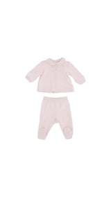 Completo neonata Elisabetta Franchi La Mia Bambina rosa in felpa di cotone | ViaMonte Shop