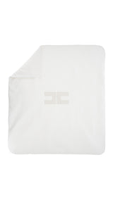 Coperta neonata Elisabetta Franchi La Mia Bambina avorio/oro in felpa di cotone | ViaMonte Shop