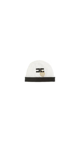 Cappello neonata Elisabetta Franchi La Mia Bambina avorio/nero in felpa di cotone