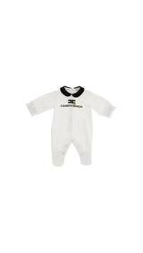 Tutina neonata Elisabetta Franchi La Mia Bambina avorio/nero in felpa di cotone