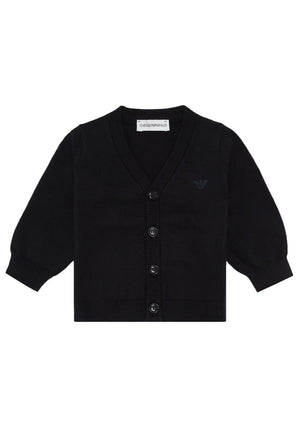 Maglia cardigan bambino Emporio Armani blu navy in misto lana