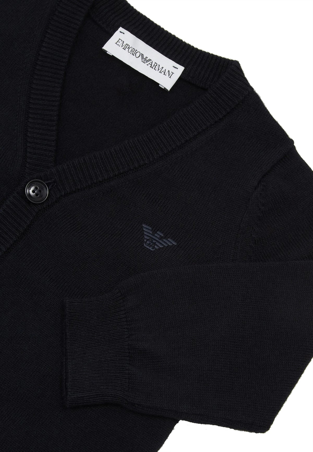 Maglia cardigan bambino Emporio Armani blu navy in misto lana