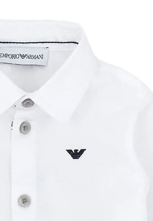Camicia neonato Emporio Armani bianca in cotone | ViaMonte Shop
