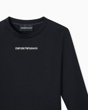 T-shirt bambino Emporio Armani blu in cotone | ViaMonte Shop