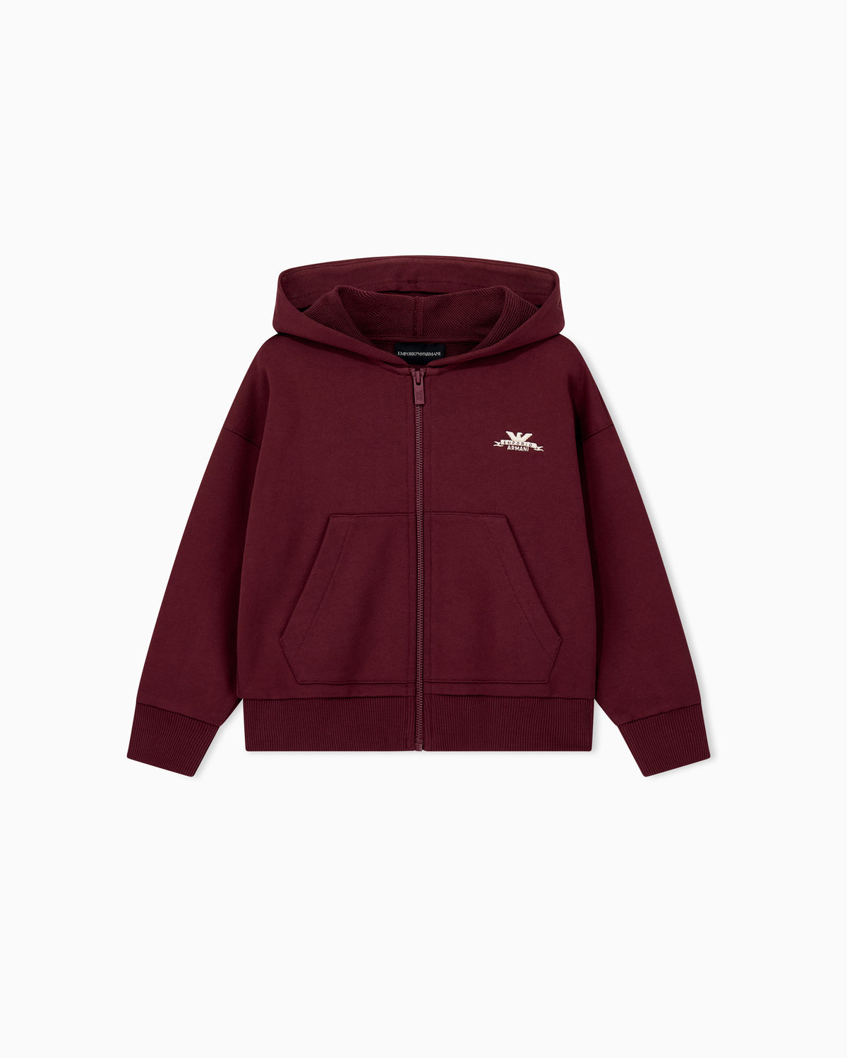 Felpa aperta bambino Emporio Armani bordeaux in cotone