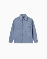 Camicia bambino Emporio Armani azzurra in velluto di cotone | ViaMonte Shop