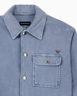 Camicia bambino Emporio Armani azzurra in velluto di cotone | ViaMonte Shop