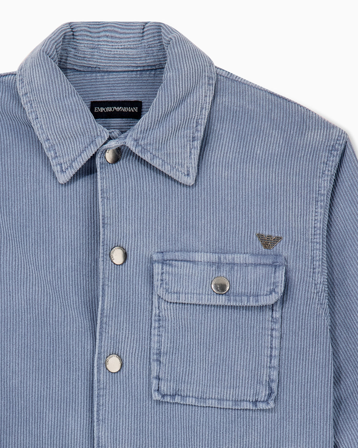 Camicia bambino Emporio Armani azzurra in velluto di cotone | ViaMonte Shop