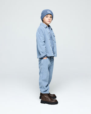 Pantalone bambino Emporio Armani azzurro in velluto di cotone