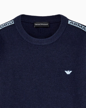 Maglia Emporio Armani bambino blu in cotone e lana