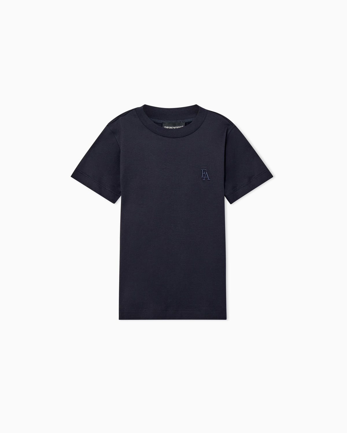 T-shirt bambino Emporio Armani blu navy in lyocell e cotone