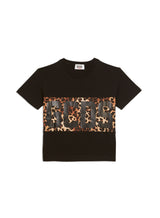 T-shirt bambina GCDS kids nera/marrone in jersey di cotone | ViaMonte Shop