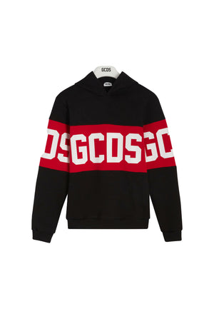 Felpa bambino GCDS kids nera/rossa in cotone