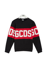 Felpa bambino GCDS kids nera/rossa in cotone